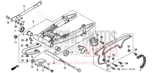 SWINGARM/CHAIN CASE NX125V de 1997
